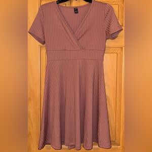 SHEIN Pink Ribbed Wrap Midi Dress